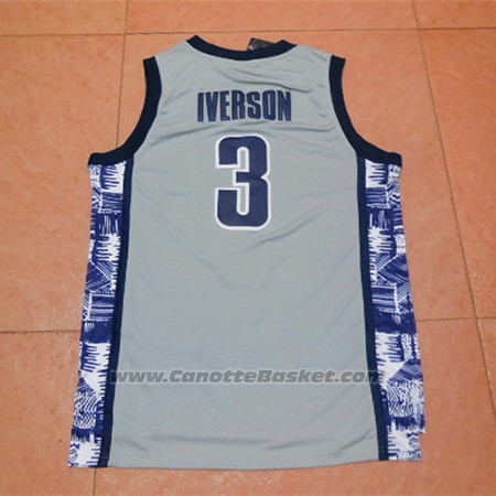 Maglia NCAA Georgetown Hoyas Allen Iverson #3 Grigio